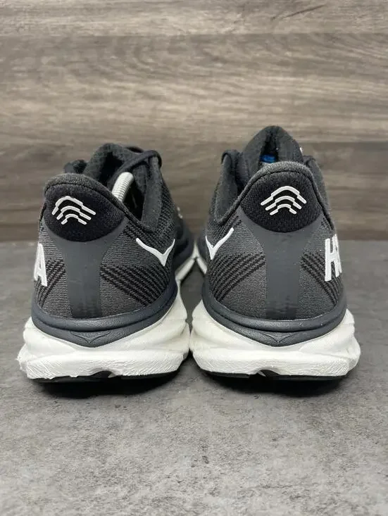 HOKA Clifton 9 Sneakers Mens Size 10.5 2E Wide Black White One One - Picture 6 of 11